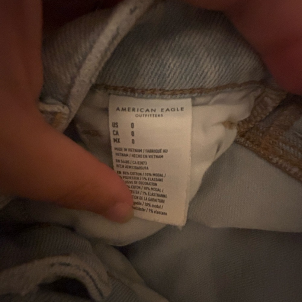 American Eagle Outfitters Light Blue Ripped Jean Shorts - Picture 3 of 4